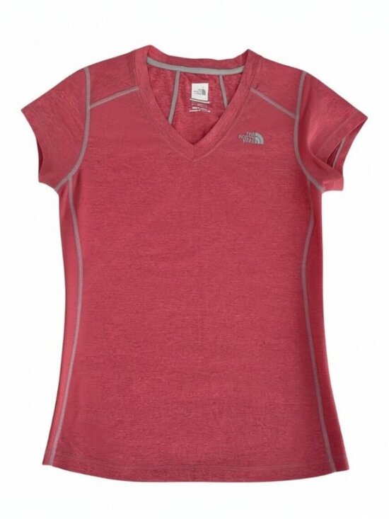 The North Face Tops - THE NORTH FACE Heathered Coral Pink Athletic V-Neck Activewear T-Shirt m